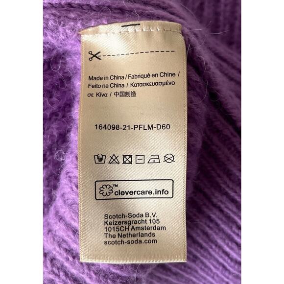 Scotch And Soda Sweater Cardigan Women M Purple Fuzzy Wool Alpaca Blend Boxy - Picture 9 of 11